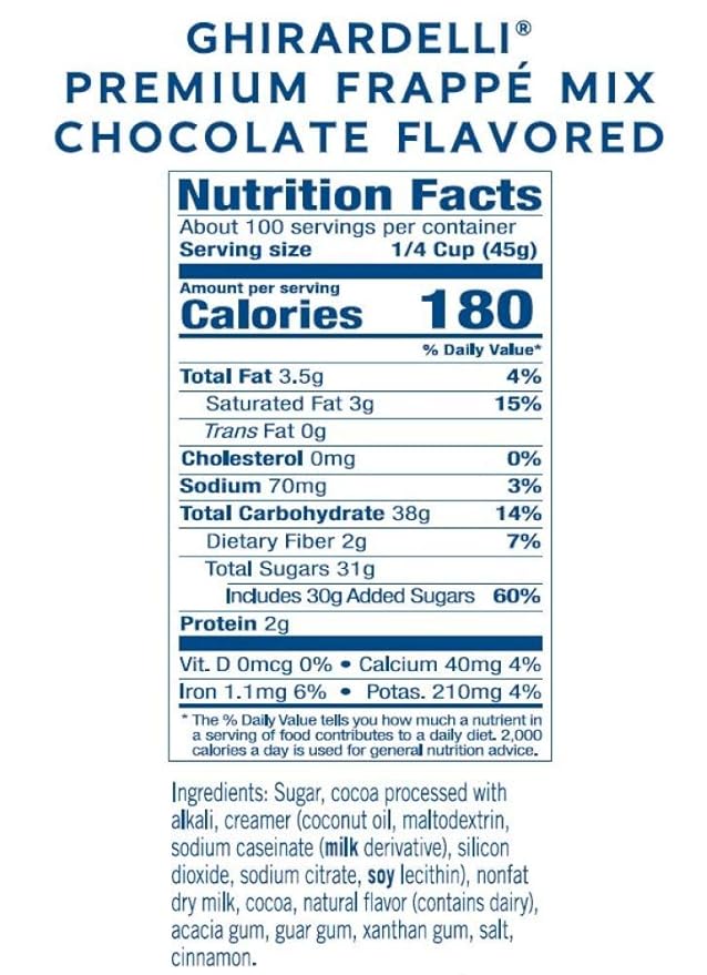 Ghirardelli Chocolate Flavored Frappé Mix 10 lb