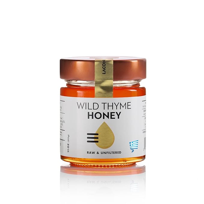 Laconic Foods | Wild Thyme Honey | Raw &amp Unfiltered Greek | Fourth-Generation Beekeepers | Single-Origin Mediterranean | 315g