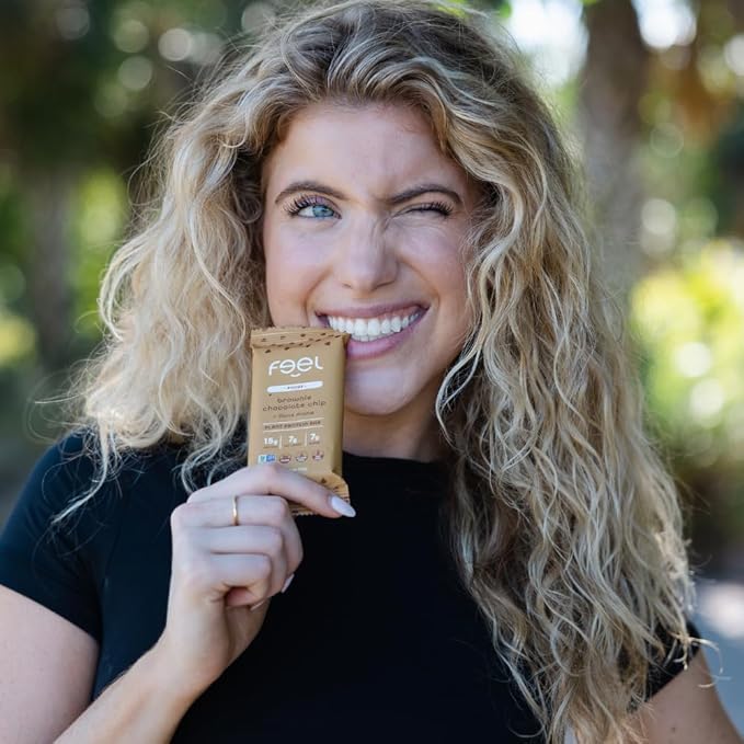 Feel Vegan Protein Bars Focus Lion’s Mane Dairy Nut Grain Soy Free 15g Plant Protein Adaptogenic Snack Organic Low Sugar Low Carb Gluten Free Brownie Chocolate Chip 10 Pack