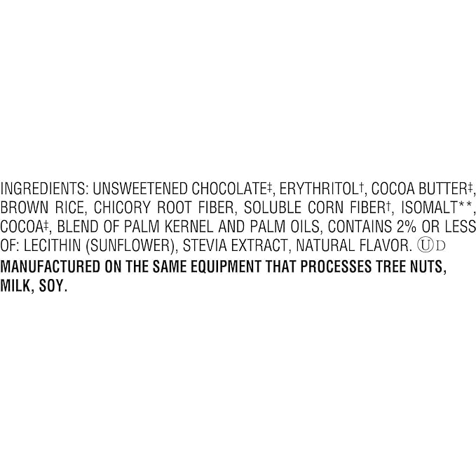 LILY'S Crispy Rice Dark Chocolate Style No Sugar Added Sweets Bars 3 oz (12 Count)