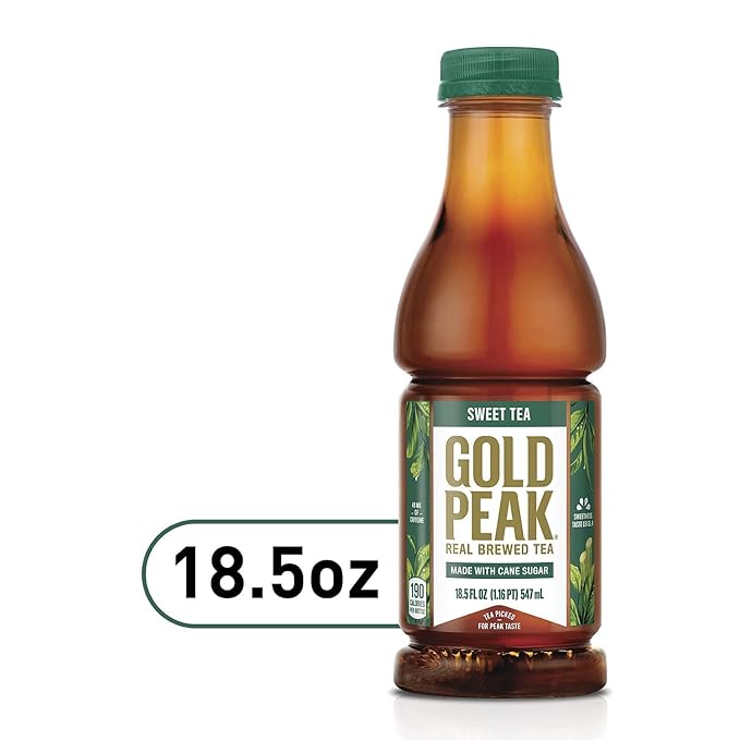 Gourmet Kitchn Gold Peak Naturally Sweet Real Brewed Tea Picked for Peak Taste Made with Cane Sugar -(18.5oz / 18pk per Box) Total 36 Bottles