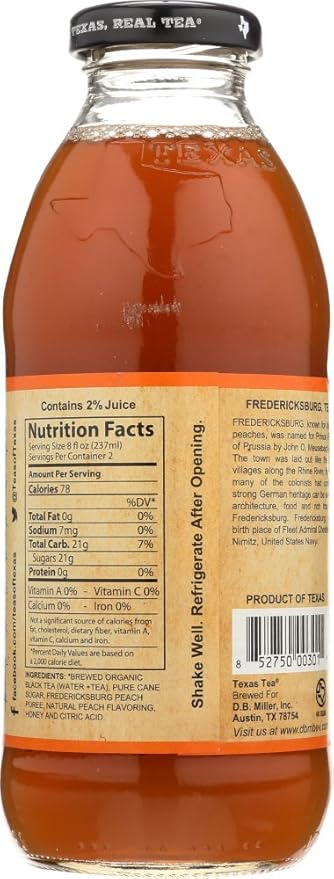 Texas Tea Fredericksburg Peach Tea 16 oz