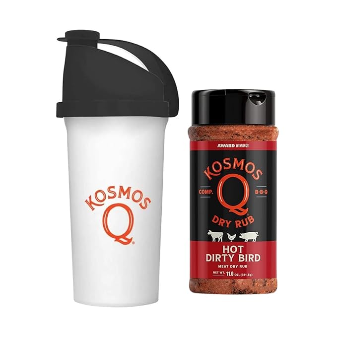 Kosmos Q Dirty Bird HOT BBQ Rub - Spicy BBQ Rubs for Smoking &amp Grilling Chicken Turkey &amp More &amp Kosmos Q Product Mixer (25 oz)