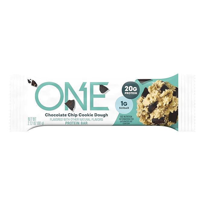 ONE Protein Bars Chocolate Chip Cookie Dough Gluten Free with 20g Protein and 1g Sugar Pantry Staples 2.12 oz (12 Count)