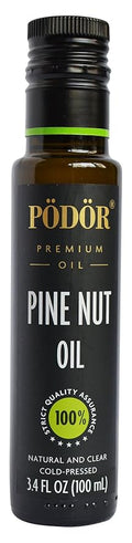 PÖDÖR Premium Pine Nut Oil - 3.4 fl. Oz. - Cold-Pressed 100% Natural Unrefined and Unfiltered Vegan Gluten-Free Non-GMO in Glass Bottle