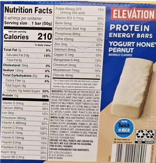 3-PACK Gluten Free Healthy Nutricious Protein Energy Bars Yogurt Honey Peanut 10.58oz 300g x 3 Boxes (18 Bars in Total) 22 Vitamins and Minerals - High Protein - Energy Bar - Convenient on the go pa
