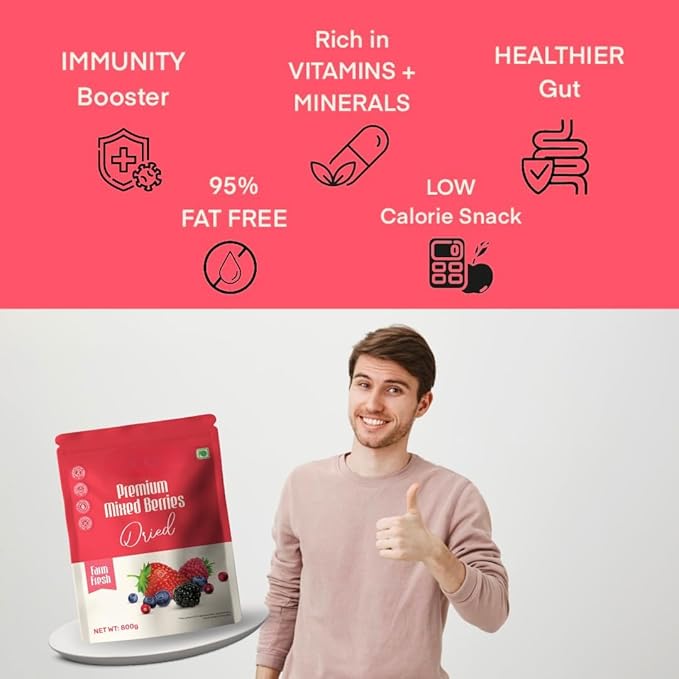 Generic Premium Mixed Berries Unsalted (Dried Blueberry Cranberry Black Currant Strawberry Cherry) - 400 gm