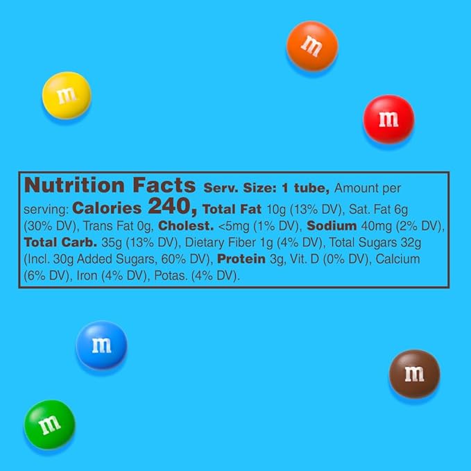 M&ampM'S Milk Chocolate MINIS Size Candy 1.77-Ounce Tube 24-Count