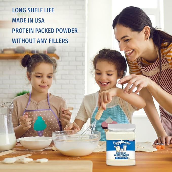 Eggylicious | Cage-Free Egg White Powder 11 oz (312 gm) | Made in USA from Humanely-Raised Cage-Free Eggs | Perfect for Macarons Fluffy Meringues Shakes Omelets | Non-Bioengineered No Additives