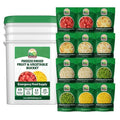 Valley Food Storage Freeze Dried Fruit &amp Vegetable Bucket | 12 Pouches Variety Pack | Non-GMO Premium Emergency Food Supply 25 Year Shelf Life | Prepper Food Supplies for Camping &amp Long-Term