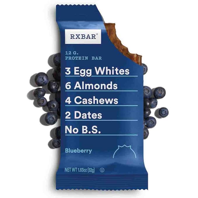 RXBAR Blueberry Protein Bar High Protein Snack Gluten Free Pack of 24