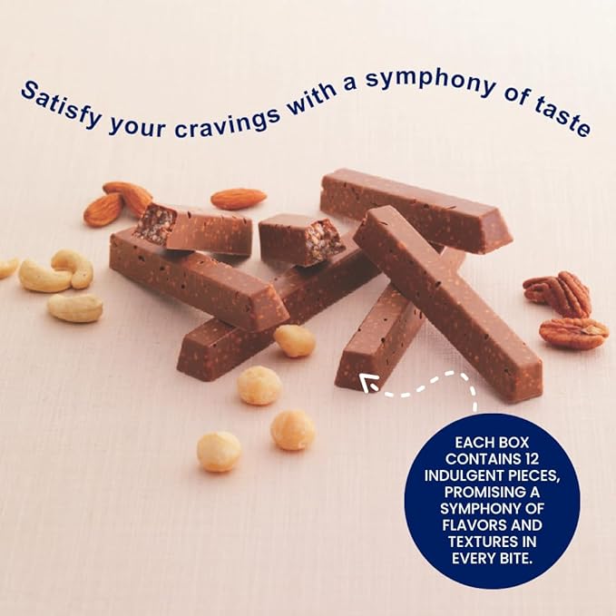 ROYCE' Nut Bar Chocolate - Chocolate Bar with Nuts| Gourmet Snack for Gifting &amp Indulging | Japanese Chocolate Bar from Hokkaido (12 Pieces of Chocolate)