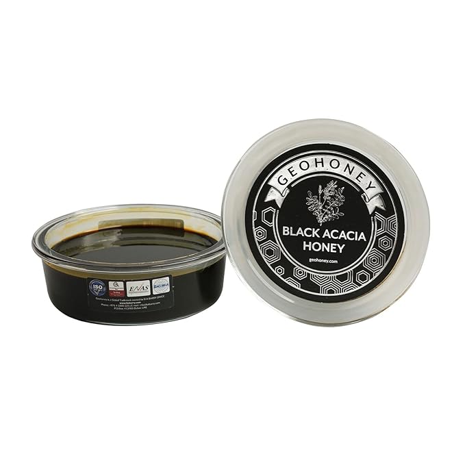 Geohoney Premium Black Acacia Honey 450 Gram Pure Raw Organic Rare Omani
