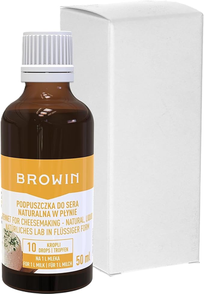 Browin 411207 Natural Liquid Lab 50 ml Cow Sheep and Goat Milk for 105-260 L Large Yield Easy Dosage