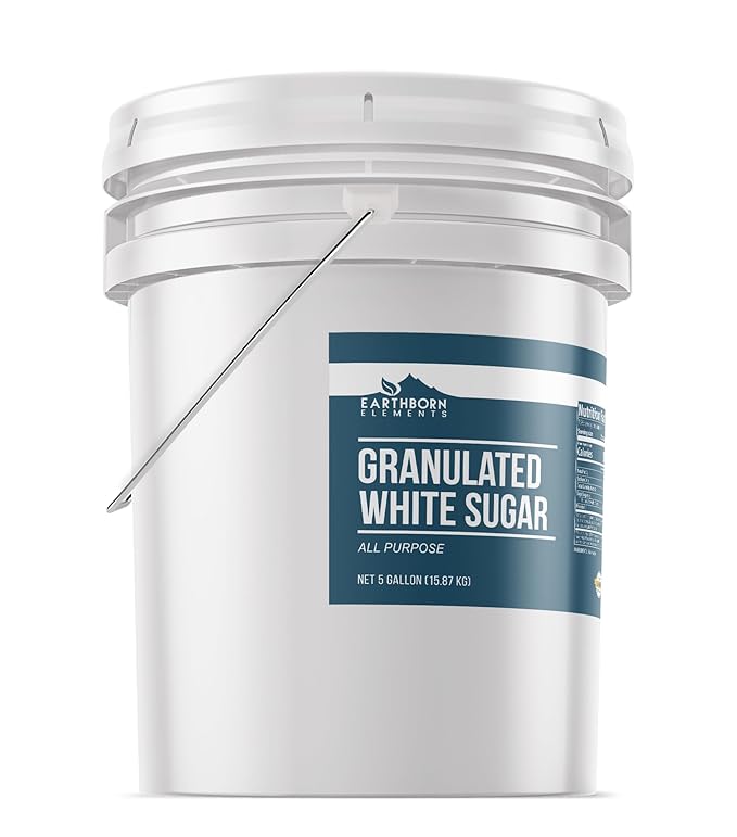 Earthborn Elements Granulated White Sugar 5-Gallon Bucket Baking &amp Kitchen Staple Non GMO (35 Pounds)