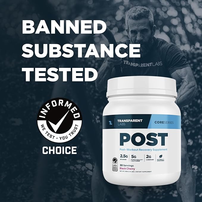 Transparent Labs Post - Post-Workout Recovery Muscle Builder with L-Glutamine Beta-Alanine and BetaPure Betaine Anhydrous for Muscle Recovery and Muscle Building - 30 Servings Black Cherry