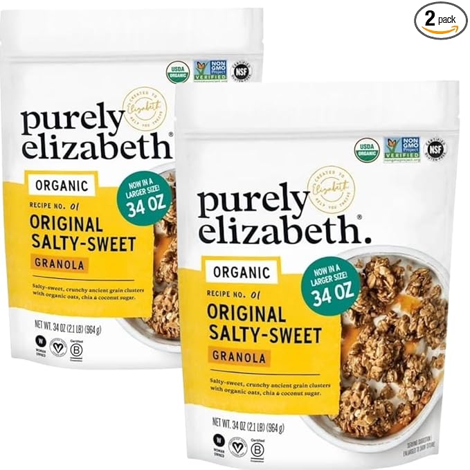 Organic Original Salty-Sweet Granola 34 oz (2.1 lb) Bags – Pack of 2 – USDA Organic Ancient Grain Granola Non-GMO Salty &amp Sweet Crunchy Oat Clusters