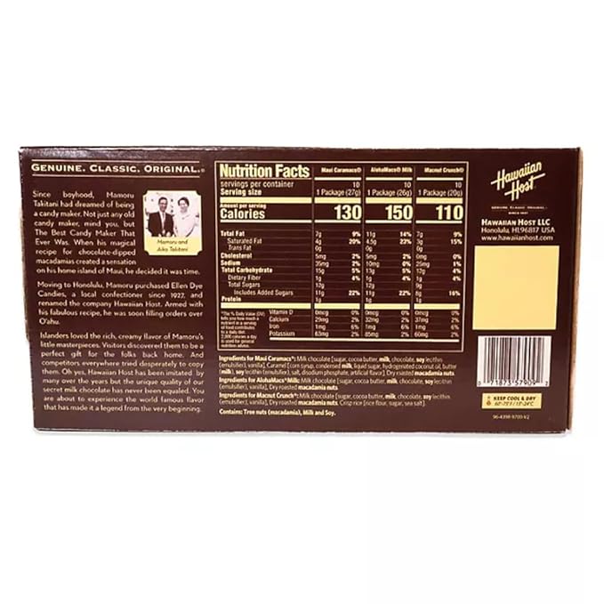 Hawaiian Host Island Trio – Maui Caramacs AlohaMacs Milk and MacNut Crunch – Chocolate Covered Macadamia Nut Gift Box – Premium Hawaiian Treats (30 Individually Wrapped Pieces)