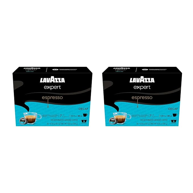 Lavazza Expert Espresso Decaf Capsules Medium Roast Arabica and Robusta Blend Compatible with Lavazza Classy Machines (72 Capsules)