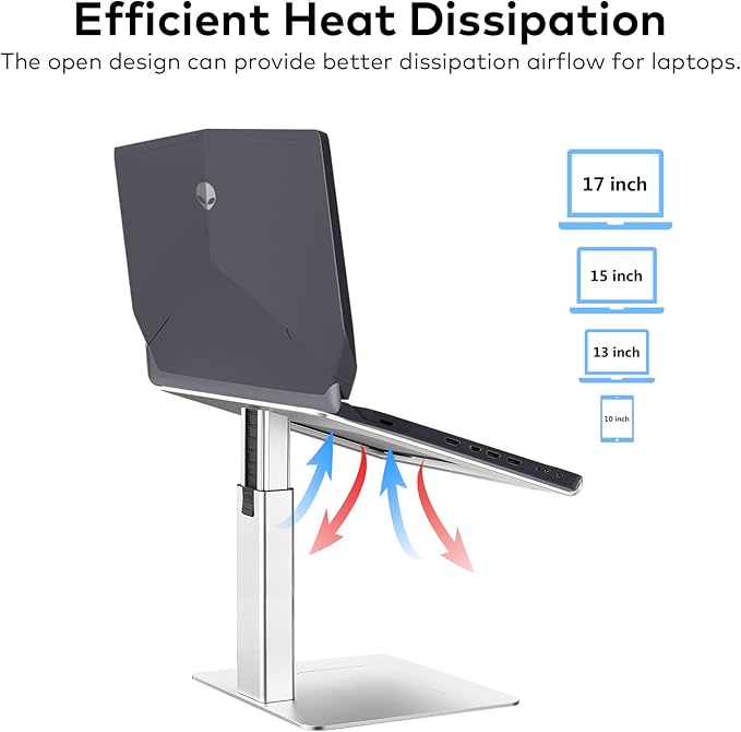 Laptop Stand for Desk Ergonomic Aluminum Laptop Stand Adjustable Height from 7-15 Sitting and Standing Laptop Riser for 10-17 Notebook