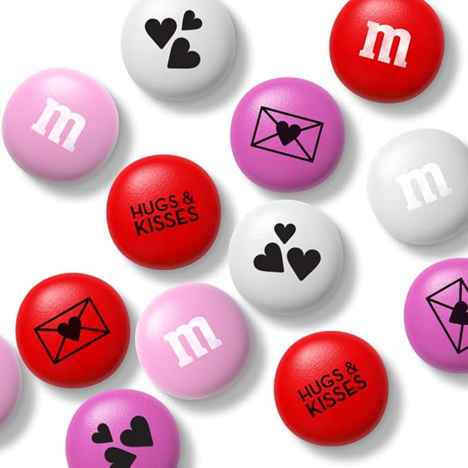 M&ampM’S WORLD Valentines Day Chocolate Candy Box Sealed With A Kiss Gift 1lb Box with Kisses and Heart Icons