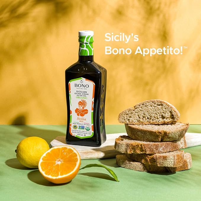 Bono Sicilian Extra Virgin Olive Oil | Organic | Sicilia PGI | 100% Italian Extra Virgin Olive Oil 16.9 oz