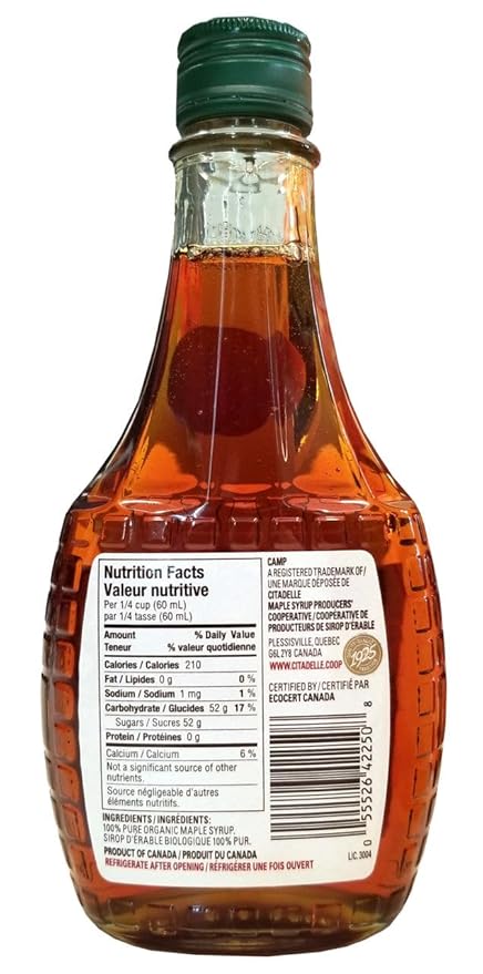 Camp 100% Pure Organic Maple Syrup Canadian Grade A 250mL/8.7 fl. oz. {Imported from Canada}