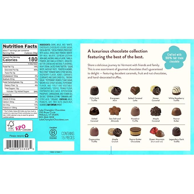 LAKE CHAMPLAIN CHOCOLATES Spring Chocolate Assortment 15-Piece 9.1 OZ