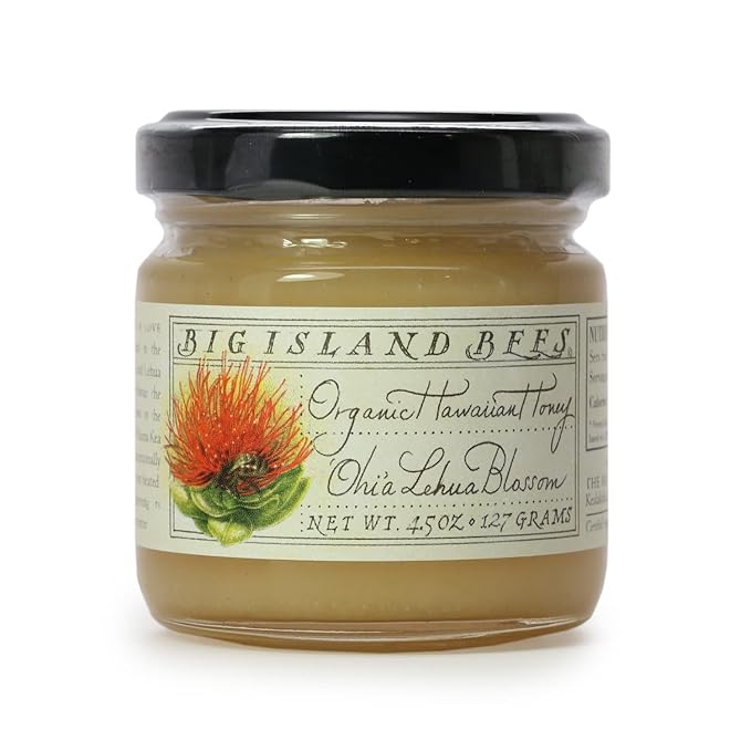 Gourmet Hawaiian Raw Honey Gift Set Single Floral Variety Sampler by Big Island Bees (4.5 oz Each Glass Jar)