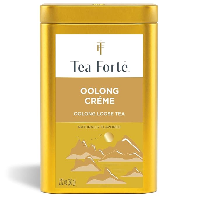 Tea Forte Oolong Créme Premium Loose Leaf Caffeinated Oolong Tea Blend Canister Makes 35-50 Cups