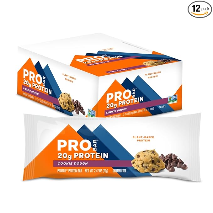 PROBAR - PROTEIN Bar Cookie Dough Non-GMO Gluten-Free Healthy Plant-Based Whole-Food Ingredients Natural Energy (12 Count)