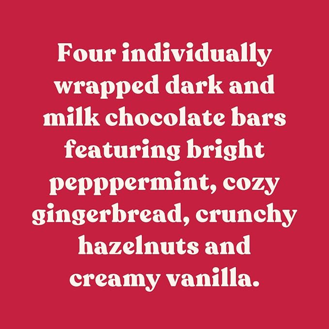 Theo Chocolate Holiday 4-Pack Organic Chocolate Bar Variety Gift Pack