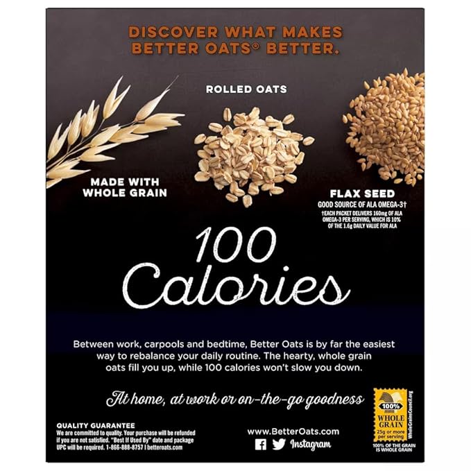 Better Oats OAT FIT Instant Oatmeal CINNAMON ROLL 9.8oz (3 Pack)