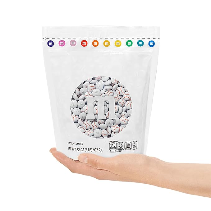 M&ampM’S WORLD Baseball Milk Chocolate Candies 2 lbs Bulk – For Baseball Party Favors Party Supplies Goodie Bags and More