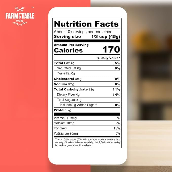 Farm to Table Foods Organic Ancient Grain Whole Grain &amp Oatmeal - High Fiber &amp Protein All Natural - 10 lb. Bag