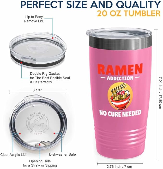 Ramen Lover Pink Edition Viking Tumbler 20oz - addiction no cure - Food Lovers chicken pumpkin vegan pantry spicy noodles