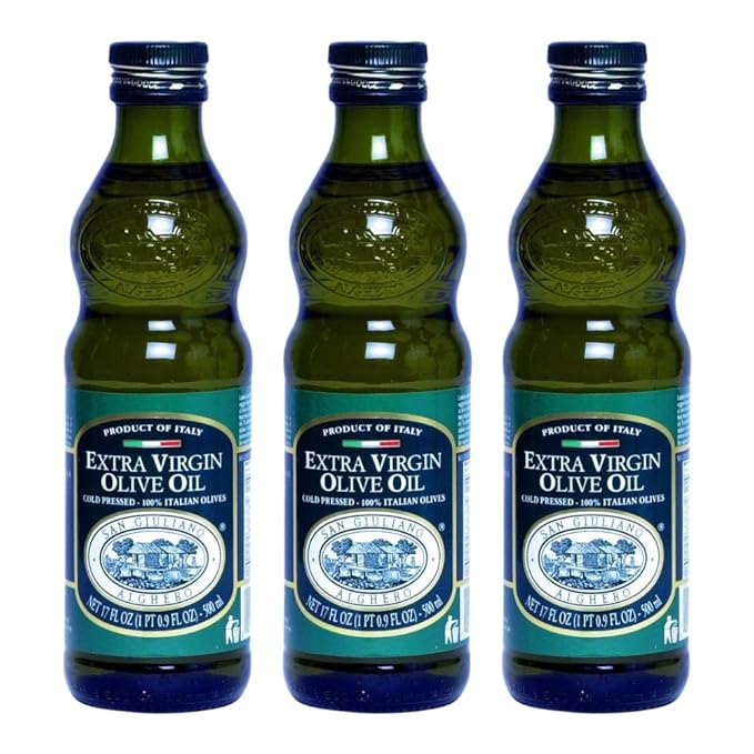 Polyphenol Rich Extra Virgin Olive Oil by San Giuliano Pure 100% Italian EVOO from Italy Cold Pressed for Everyday Cooking Non-GMO Certified Sustainably Farmed 500 ML Bottle (Pack of 3)