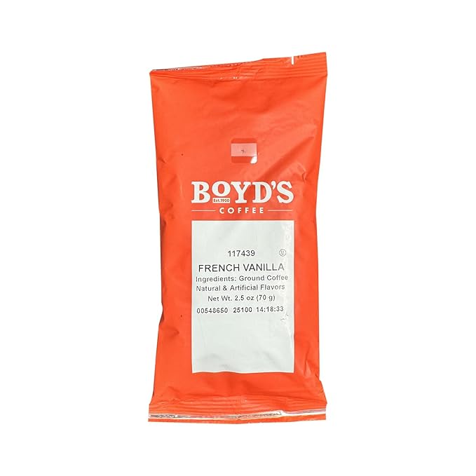 Boyd's French Vanilla Flavored Ground Coffee 46/2.5oz Pre-Portioned Packets