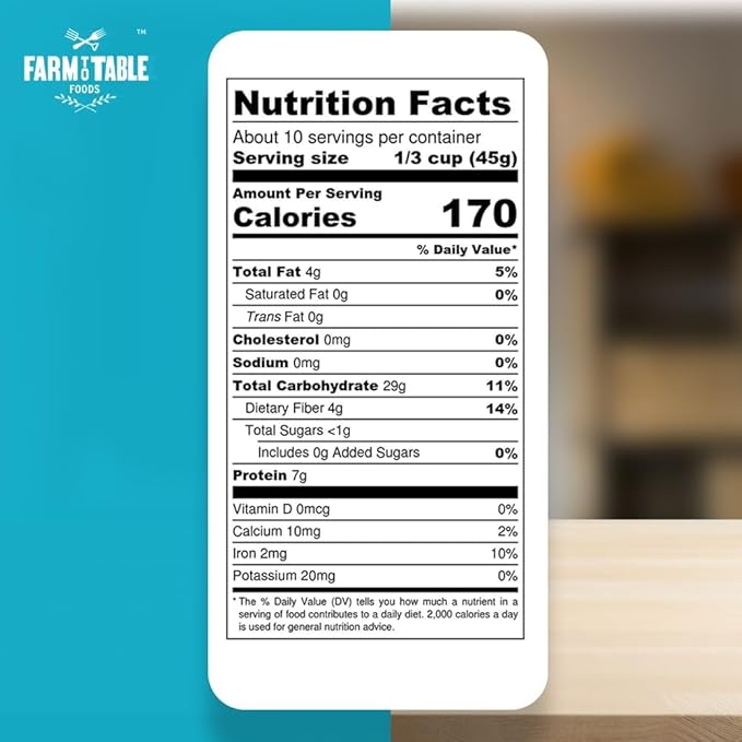 Farm to Table Foods Ultimate Organic Whole Grain &amp Oatmeal - High Fiber &amp Protein All Natural - 20 lb. Bag