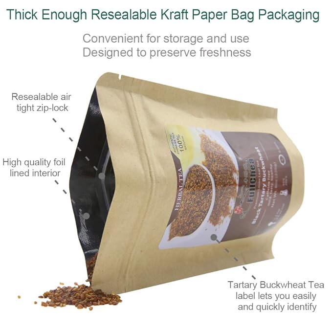 FullChea - Himalayan Tartary Buckwheat Tea - Roasted Black Buckwheat - Loose Leaf Herbal Tea - Caffeine Free - NON-GMO - Gluten Free - 100% Natural 16oz / 453g (Pack of 2)