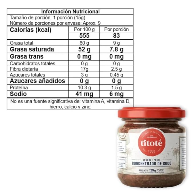 Generic Titoté - Coconut Concentrate Paste - 2 PACK - 4.4 Fl Oz - 100% Colombiano - titote Concentrado de coco - 125 g - Ideal para Arroz de Coco - Receta Original