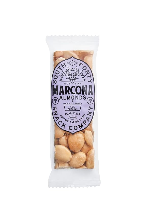South 40 Snacks Crunchy Marcona Almond Bar Just 4 Ingredients Touch of Honey (40g Bar Pack of 12)