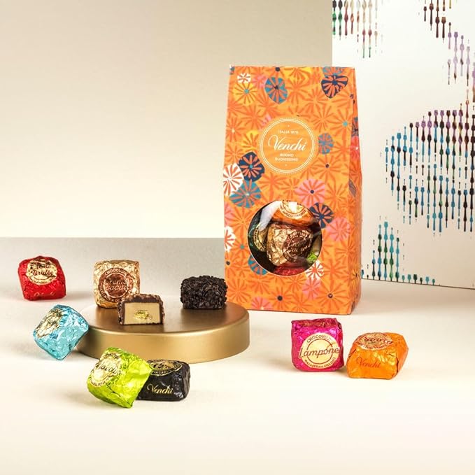 Venchi - Murrine Gift Box with Assorted Chocoviar Chocolates and Roasted Cacao Nibs 11.11 oz Gluten-Free No Artificial Colors or Preservatives Gift Idea