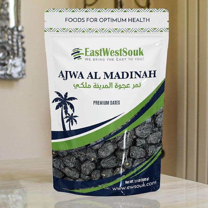 Al Madina Ajwa Dates - Premium Quality - 2.2lb (1000g) - Imported from Madinah Munawwara Saudi Arabia - Perfect for Ramadan Gift - Fiber-Rich Snack Dry Fruit