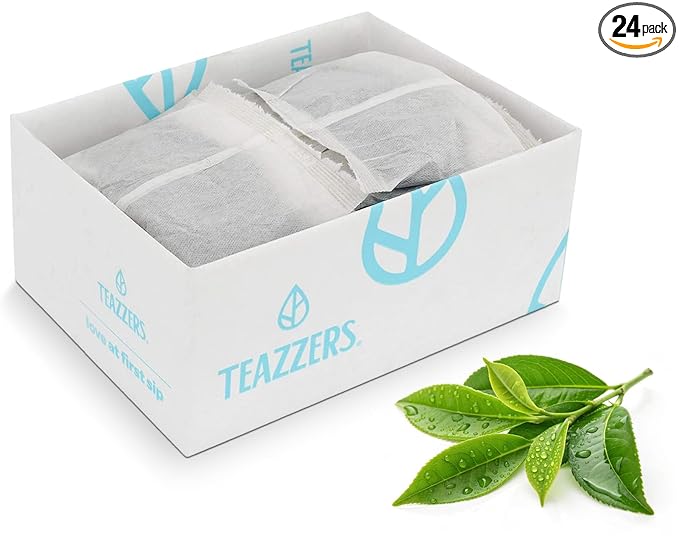 Teazzers Premium All-Natural Green Tea Bags – Great for Foodservice Commercial Ice Tea Brewers | Unsweetened USA-Made Bulk Green Tea for Restaurants Cafés &amp Home Brewing (4 Ounce 24 Count)
