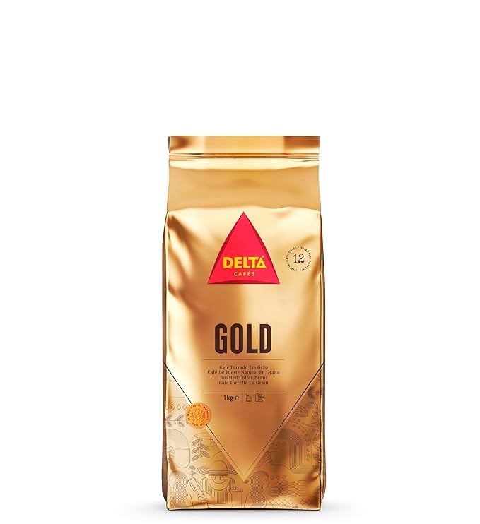 Delta Cafés Gold Whole Bean Coffee 1kg/35.2oz Intensity 12 Arabica Roasted - Cereal and Popcorn NotesNaturally Roasted Espresso Beans