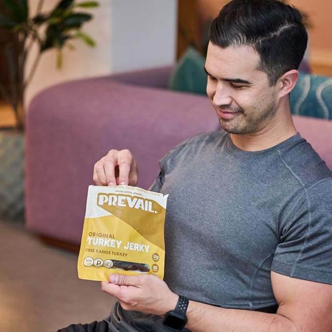 Free-Range Turkey Jerky by PREVAIL - Low Sodium and Gluten Free! | Pack of (3) Bags | | Our Gourmet Jerky is Paleo Certified Soy Free Free of Preservatives and contains no GMO's!