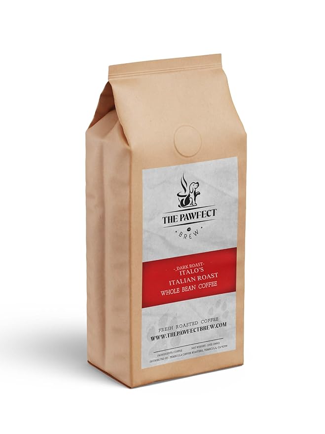 Dog Lover’s Coffee – Italo’s Italian Roast – Dark Roast by The Pawfect Brew – Specialty-Grade Whole Bean Freshly Roasted to Order – Bold &amp Smooth – 25% of Profits Donated to Animal Rescue – 12oz