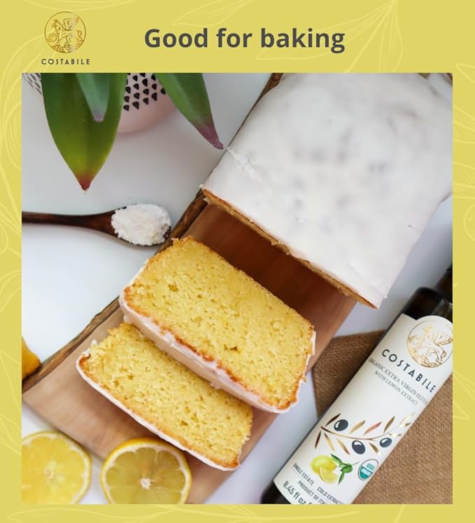 Lemon Olive Oil Extra Virgin from Italy. Organic lemon infused olive oil. Ideal for lemon olive oil dressing and lemon oil for cooking. Single-source - COSTABILE 8.45 Fl. Oz.
