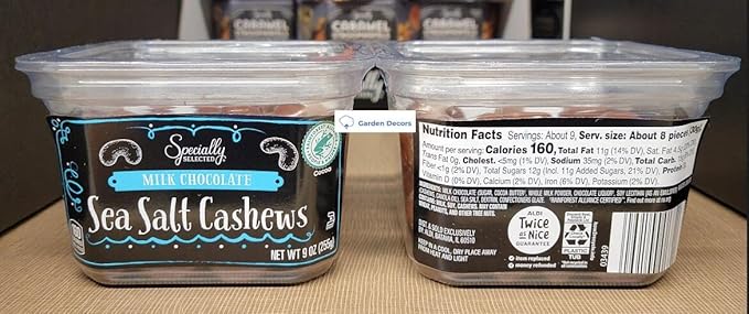 Specially Selected Milk Chocolate Sea Salt Cashews 9oz 255g (Two Containers)
